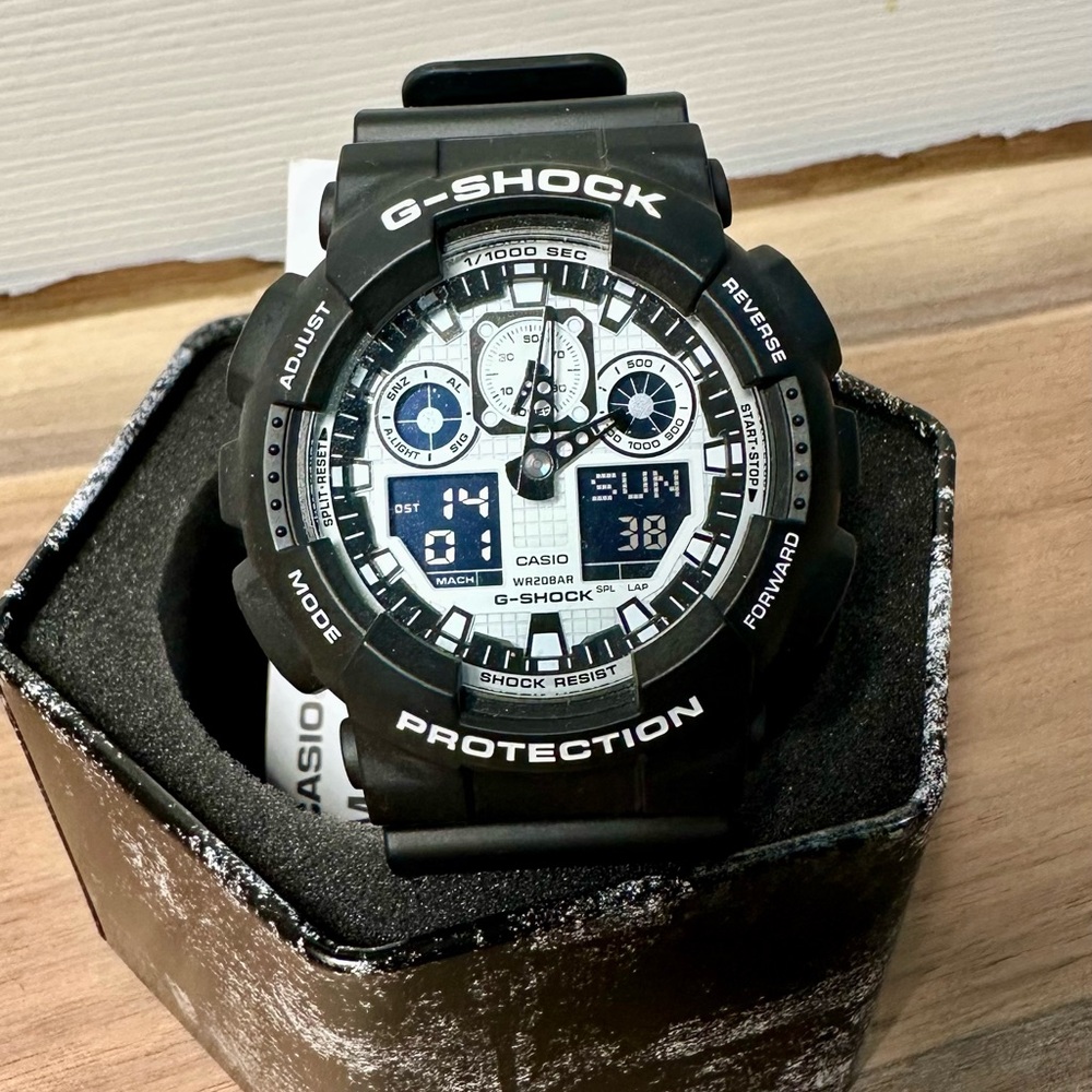 G-Shock Black and White Watch GA-100BW